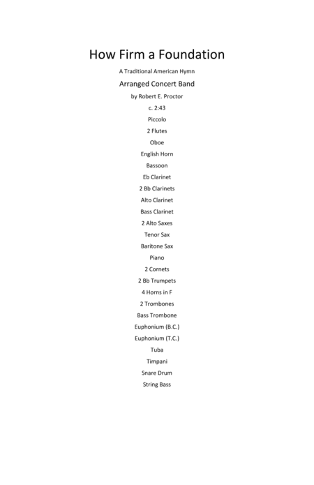 How Firm a Foundation for Concert Band (arr. Robert E. Proctor)