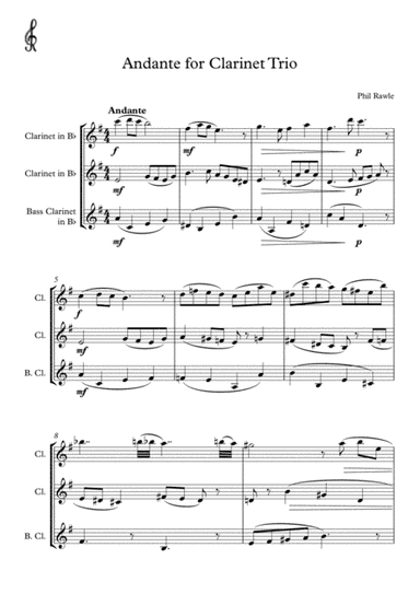 Andante for Clarinet Trio - Bb, Bb, Bass.