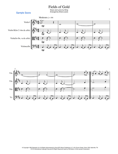 Fields Of Gold (arr. Sherry Lewis)