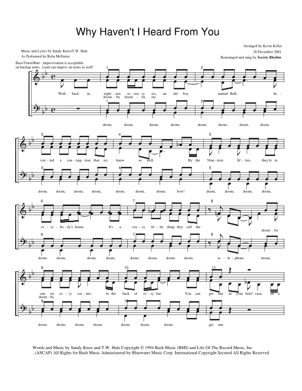 Why Haven't I Heard From You (arr. Kevin Keller)