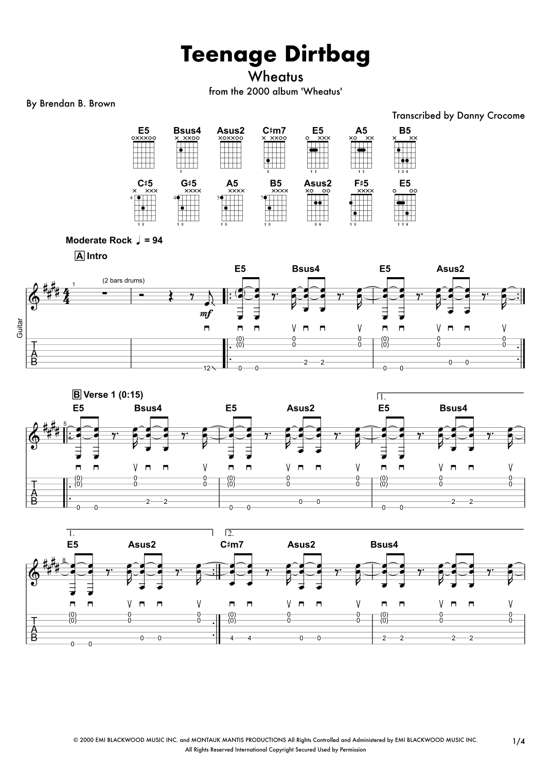 Teenage Dirtbag (arr. Danny Crocome)