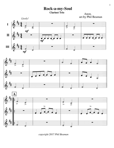 Rock-a-my-Soul -Clarinet Trio (arr. Phil Beaman)