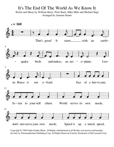 It's The End Of The World As We Know It (arr. Pineflower)