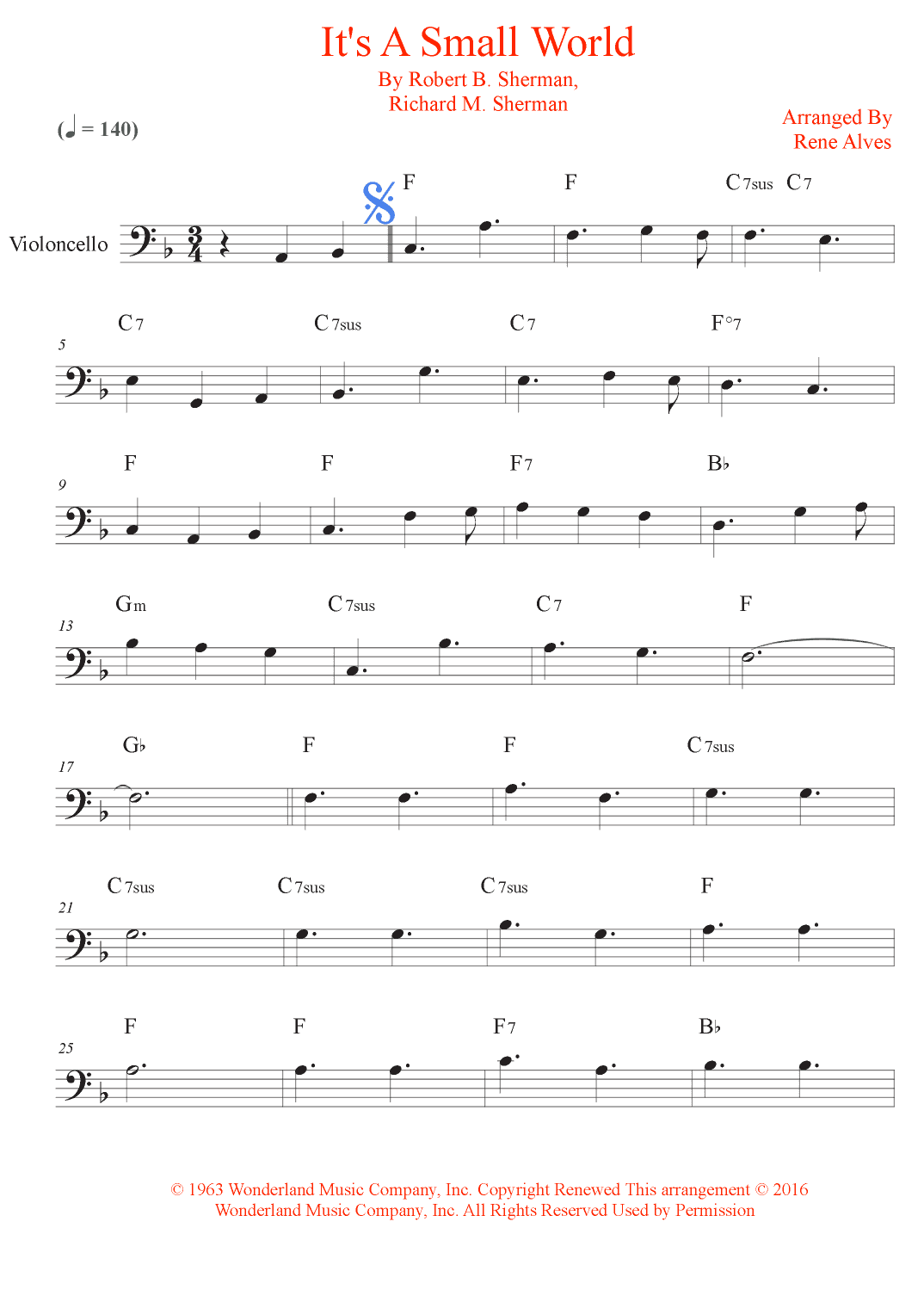 It's A Small World (arr. Rene Alves)