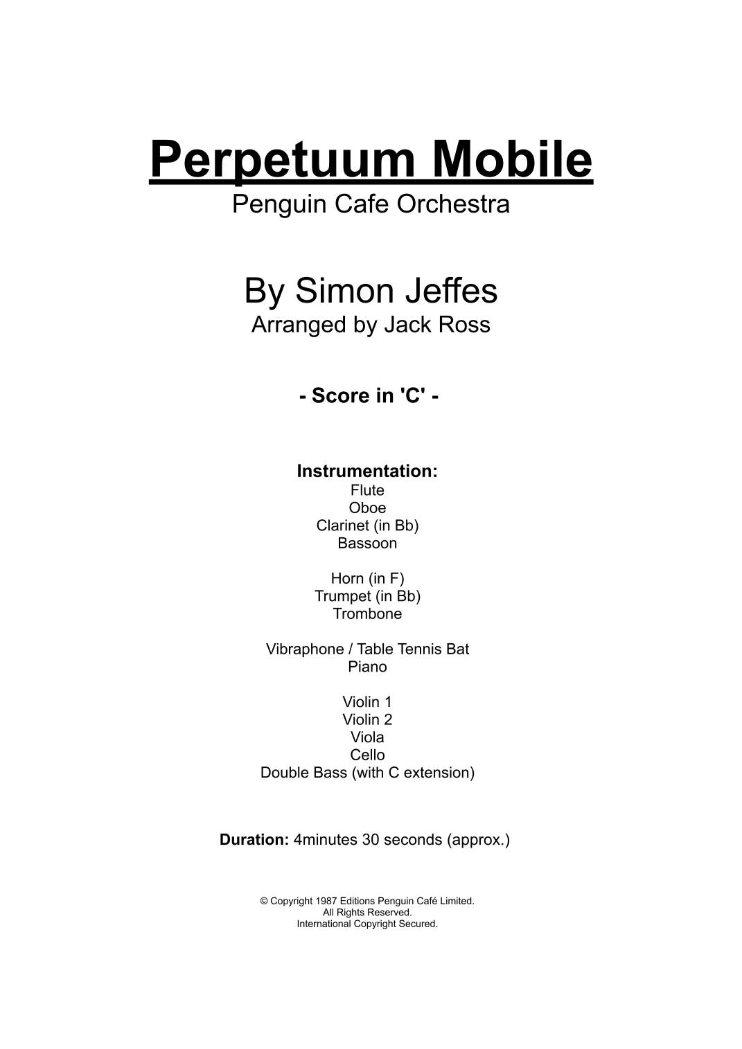Perpetuum Mobile (arr. Jack Ross)