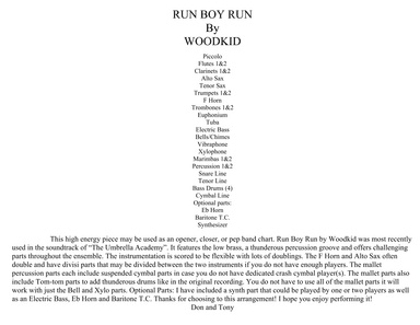Run Boy Run (arr. Don Carlson Perc. Arr. Tony Kirchner)