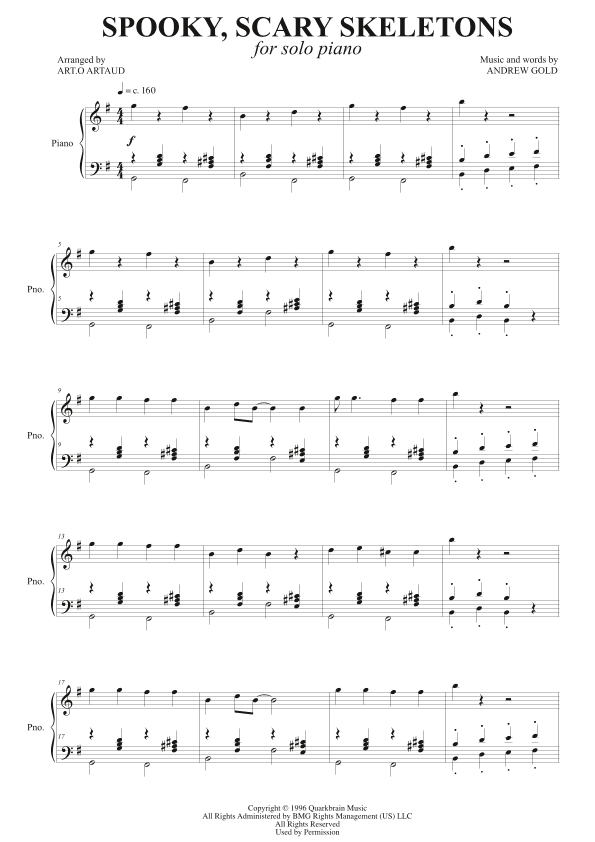 Spooky Scary Skeletons (arr. Art.o Artaud)