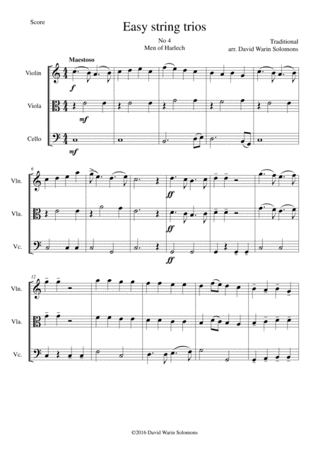 Men of Harlech (Rhyfelgyrch Gwyr Harlech) for string trio (arr. David Warin Solomons)