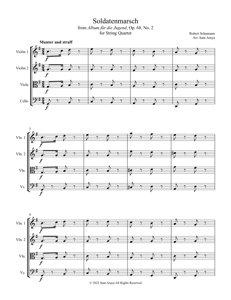 Soldatenmarsch for String Quartet (arr. Sam Araya)