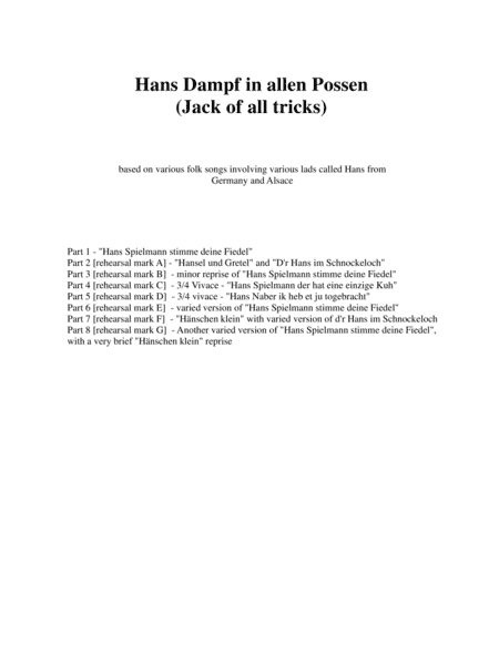Hans Dampf in allen Possen (Jack of all tricks) for clarinet trio (2 b flats and 1 bass) (arr. David Warin Solomons)