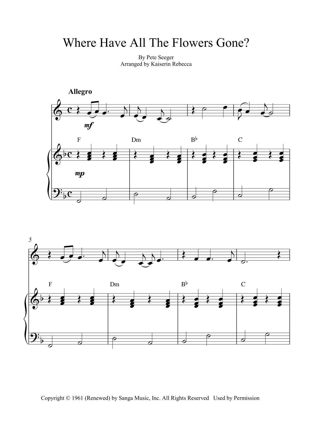 Where Have All The Flowers Gone? (arr. Kaiserin Rebecca)