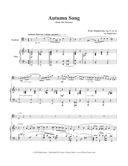 Autumn Song from the Seasons for Trombone and Piano (arr. Ralph Sauer)
