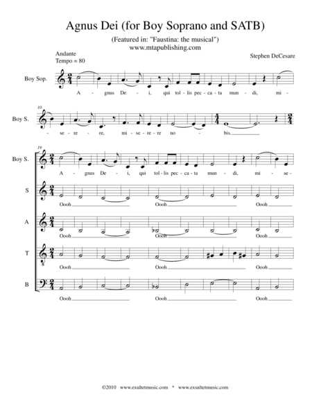 Agnus Dei (for Boy Soprano and SATB)