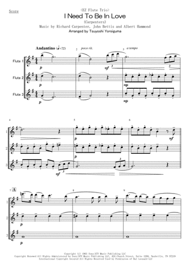 I Need To Be In Love (arr. Tsuyoshi Yoroiguma)