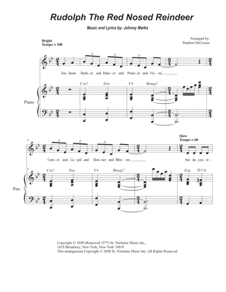 Rudolph The Red-nosed Reindeer (arr. Stephen DeCesare)