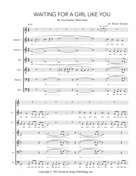 Waiting For A Girl Like You (arr. Bryan Sharpe)