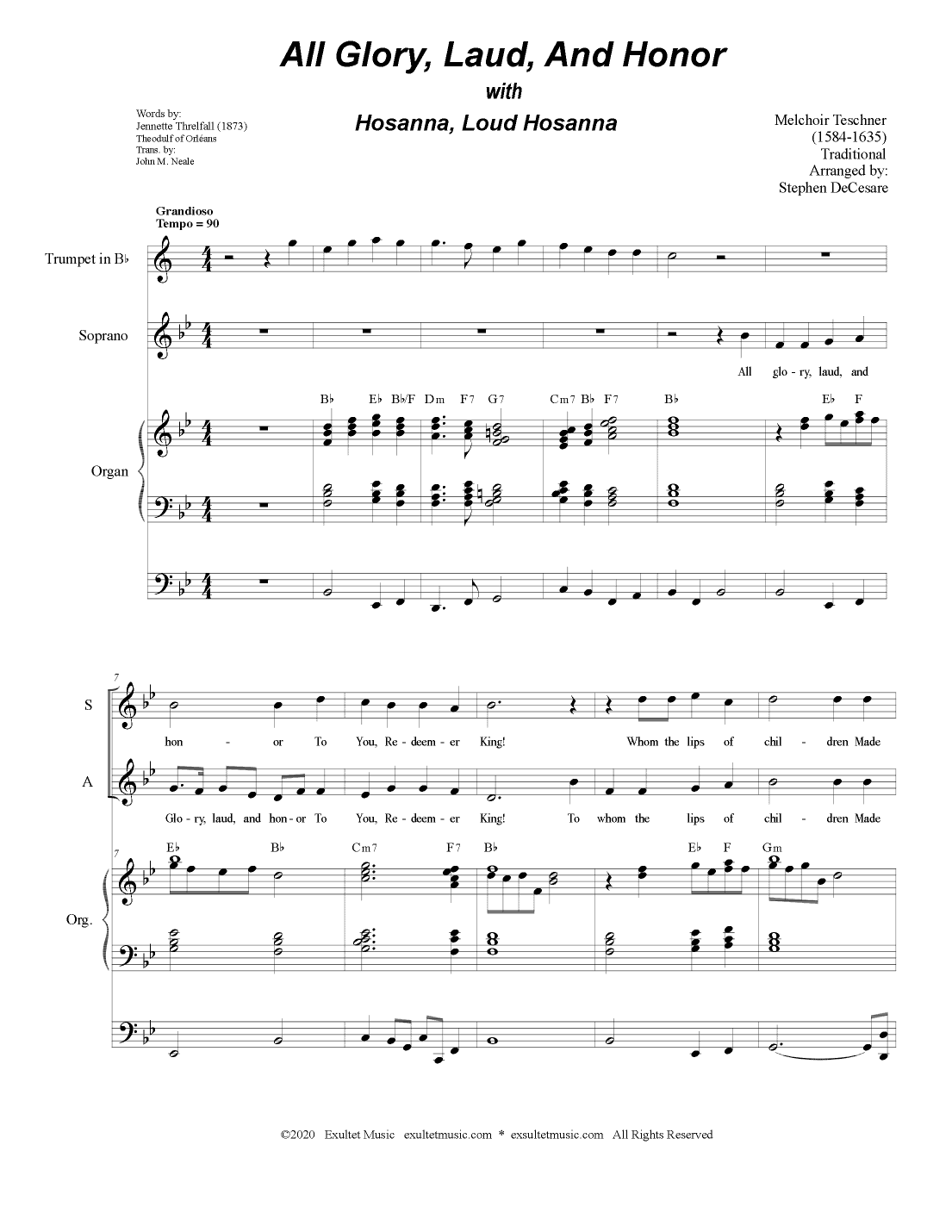 All Glory, Laud, And Honor (with "Hosanna, Loud Hosanna") (for SAB) (arr. Stephen DeCesare)