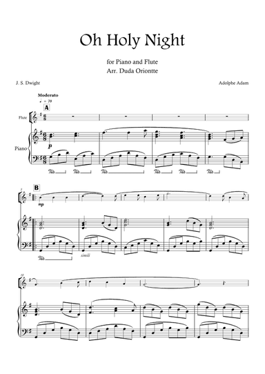 Oh Holy Night (G major - flute - Piano - no chords) (arr. Duda Oriontte)