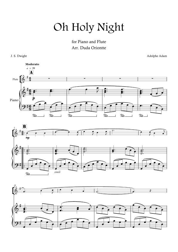Oh Holy Night (G major - flute - Piano - no chords) (arr. Duda Oriontte)