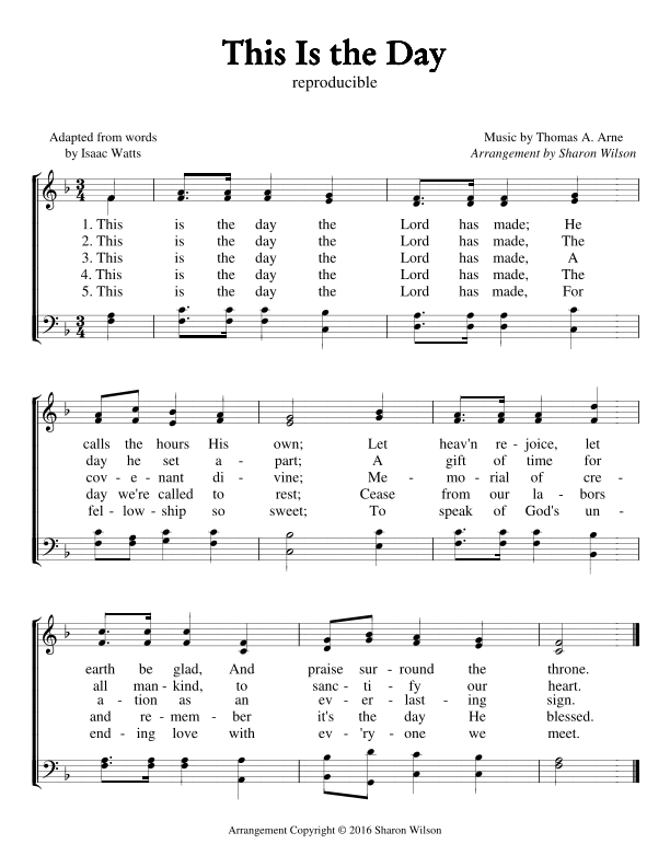 This Is the Day (Sabbath Celebration) (arr. Sharon Wilson)