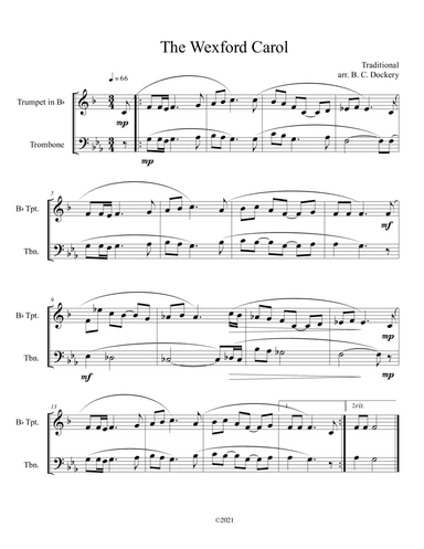 The Wexford Carol (Trumpet and Trombone Duet) (arr. B. C. Dockery)