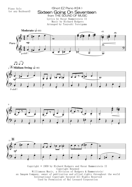 Sixteen Going On Seventeen (arr. Tsuyoshi Yoroiguma)