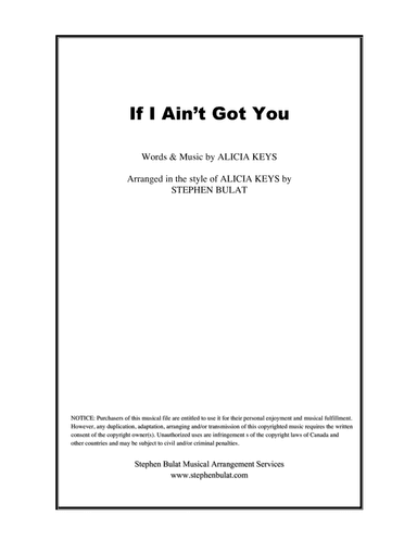 If I Ain't Got You (arr. Stephen Bulat)