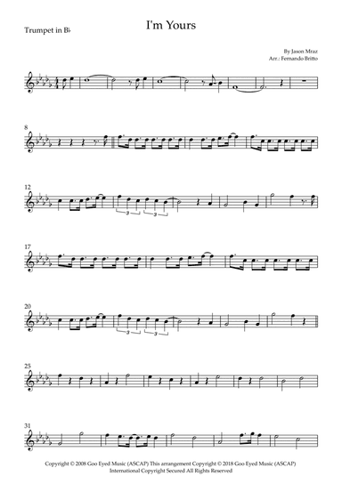 I'm Yours (arr. Fernando Britto)
