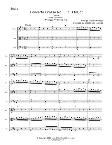 Handel, G. - Concerto Grosso for Violin, Viola and Cello (arr. Linda M. Scott)