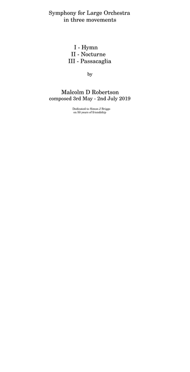 Symphony No 1 for Large Orchestra