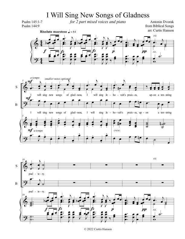 I Will Sing New Songs of Gladness (SB) (arr. Curtis Hanson)