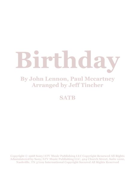 Birthday (arr. Jeff Tincher)