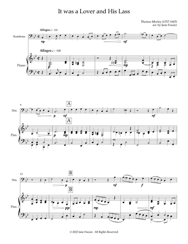 It Was a Lover and His Lass (arr. Jane Frasier)
