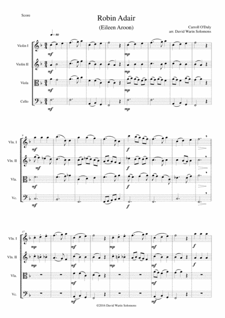 Robin Adair (Eileen Aroon) for string quartet (arr. David Warin Solomons)