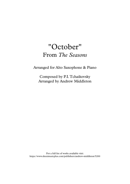 "October" from The Seasons arranged for Alto Sax & Piano (arr. Andrew Middleton)