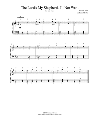 The Lord's My Shepherd, I'll Not Want - for easy piano (arr. Samuel Stokes)
