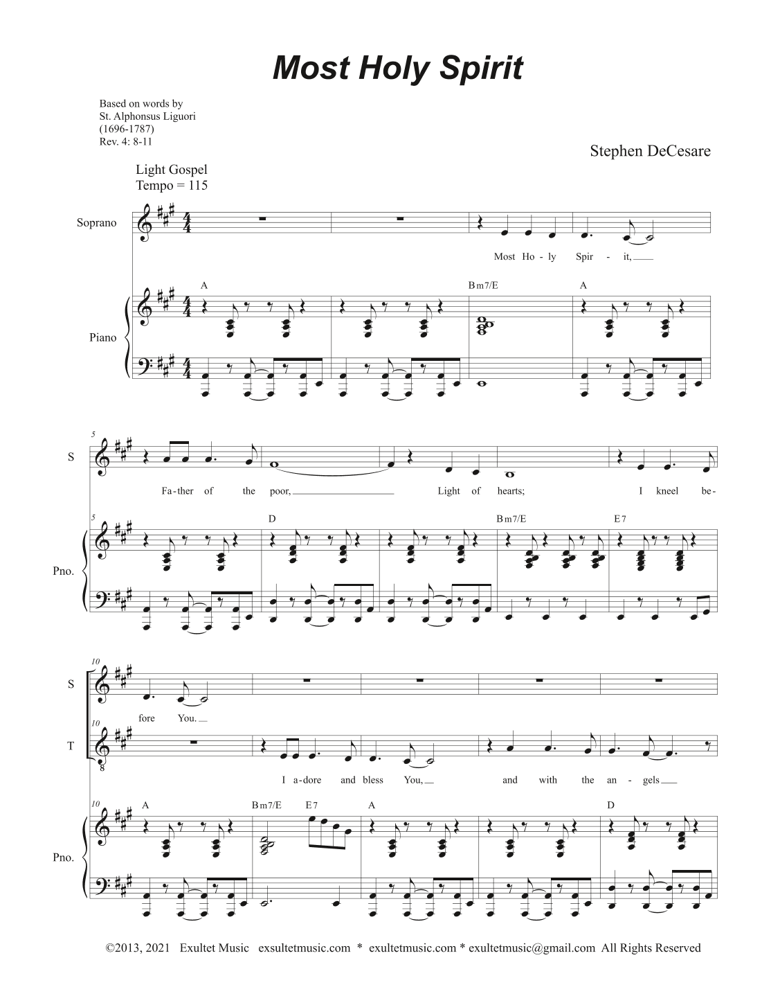 Most Holy Spirit (Duet for Soprano and Tenor solo)