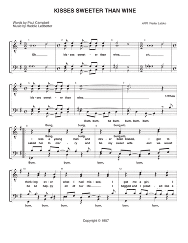 Kisses Sweeter Than Wine (arr. Walter Latzko)