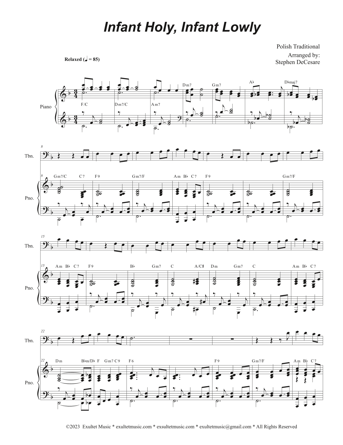 Infant Holy, Infant Lowly (Trombone solo and Piano) (arr. Stephen DeCesare)