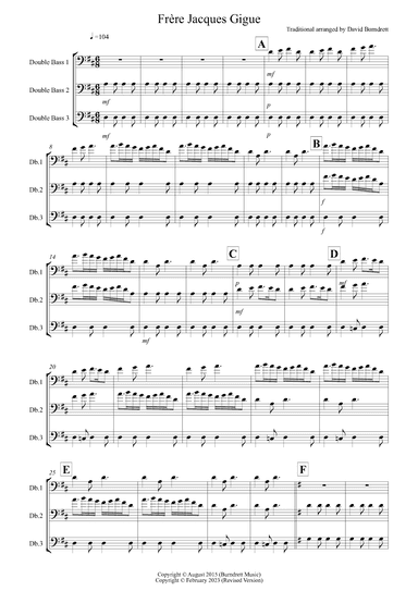 Frere Jacques Gigue! for Double Bass Trio (arr. David Burndrett)