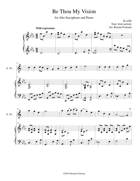 Be Thou My Vision (alto sax/piano), arr. Brenda Portman (arr. Brenda Portman)