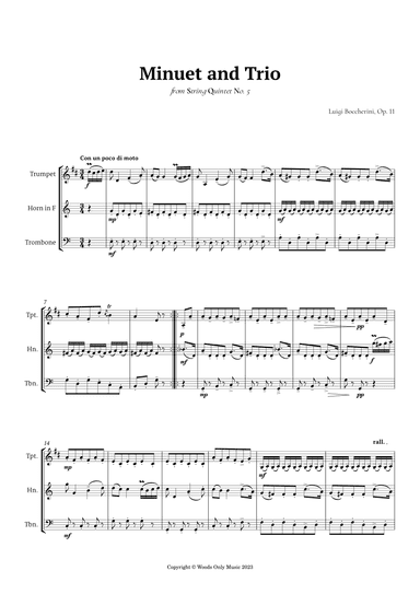 Minuet by Boccherini for Brass Trio (arr. Ander)