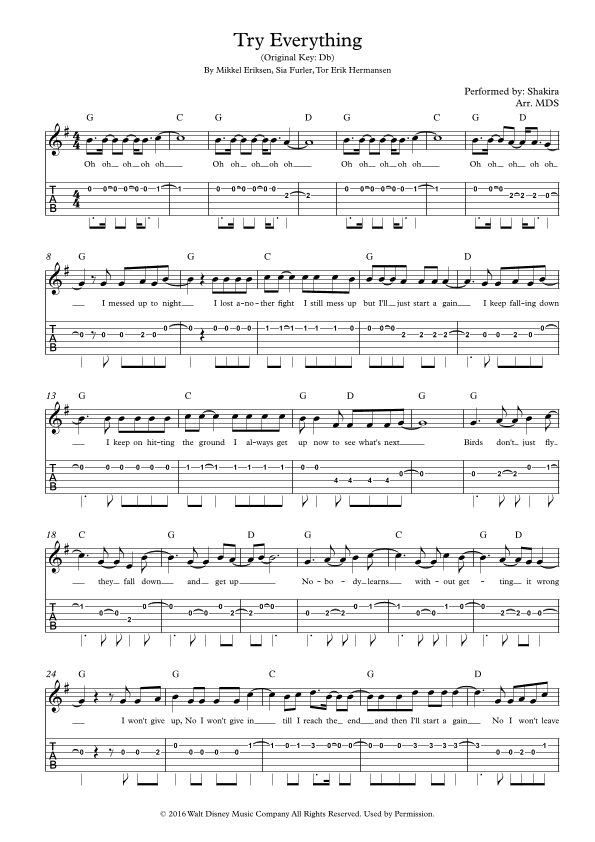 Try Everything (arr. Arr. MDS)