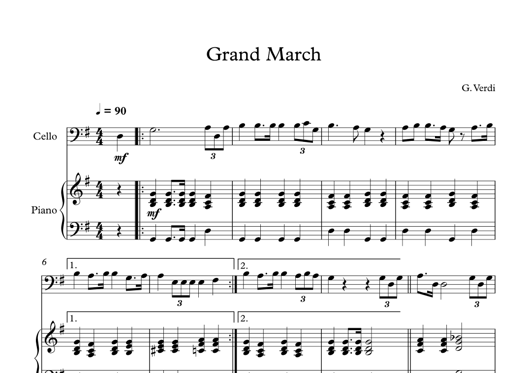Grand March (Aida) - Giuseppe Verdi (Cello + Piano) (arr. Digital Book Music)