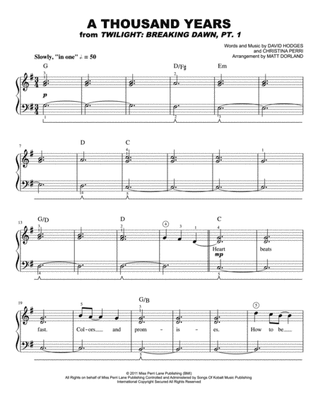 A Thousand Years (arr. Matt Dorland)