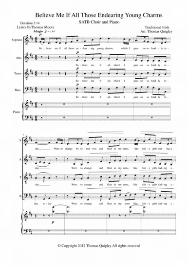 Believe Me if all those Endearing Young Charms (arr. Thomas Quigley)