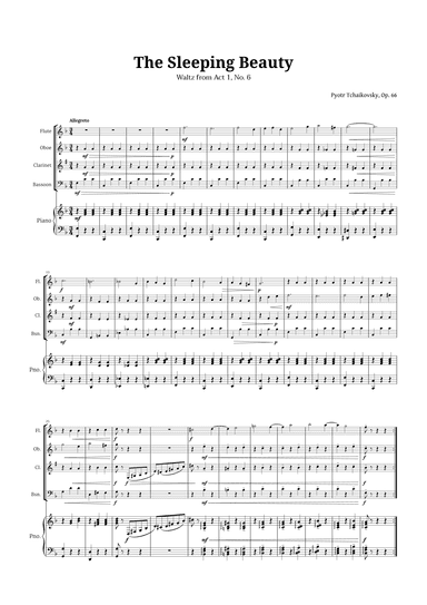 The Sleeping Beauty Waltz for Woodwind Quartet and Piano (arr. Langanho)