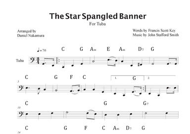 The Star Spangled Banner (For Tuba with Chords) (arr. Daniel Nakamura)