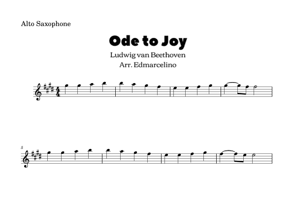 Ode to Joy - Eeasy to Alto Saxophone (arr. Edmarcelino)
