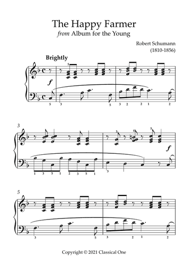 Schumann - The Happy Farmer(With Note name) (arr. MPS)